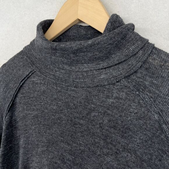 WE THE FREE PEOPLE Sweater XS Turtleneck Slit Back Long Sleeve Cotton Rayon Gray - Picture 3 of 15